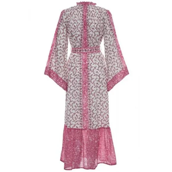 NOT FOR SALE D'Ascoli Maxi Dress Serenity Kaftan Style Fuschia Floral Sz Sm - Picture 2 of 11